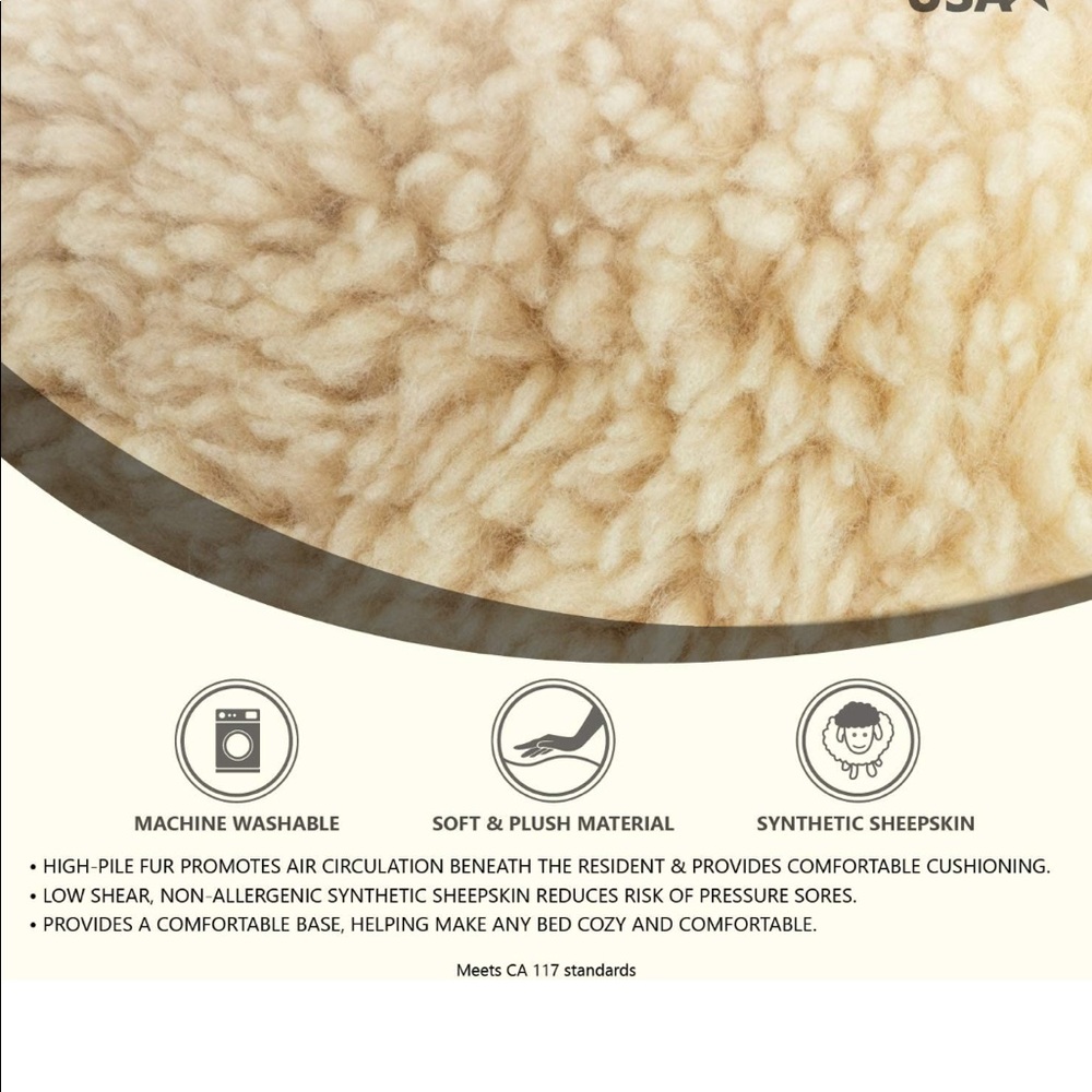 NYOrtho Fluffy Synthetic Sheepskin Bed Pad Non-allergenic for Circulation 30"-60 - Picture 3 of 7